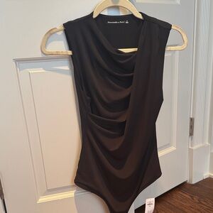 Abercrombie & Fitch Black Draped Bodysuit